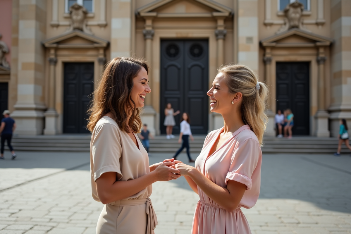 Couple lesbien riant lors d