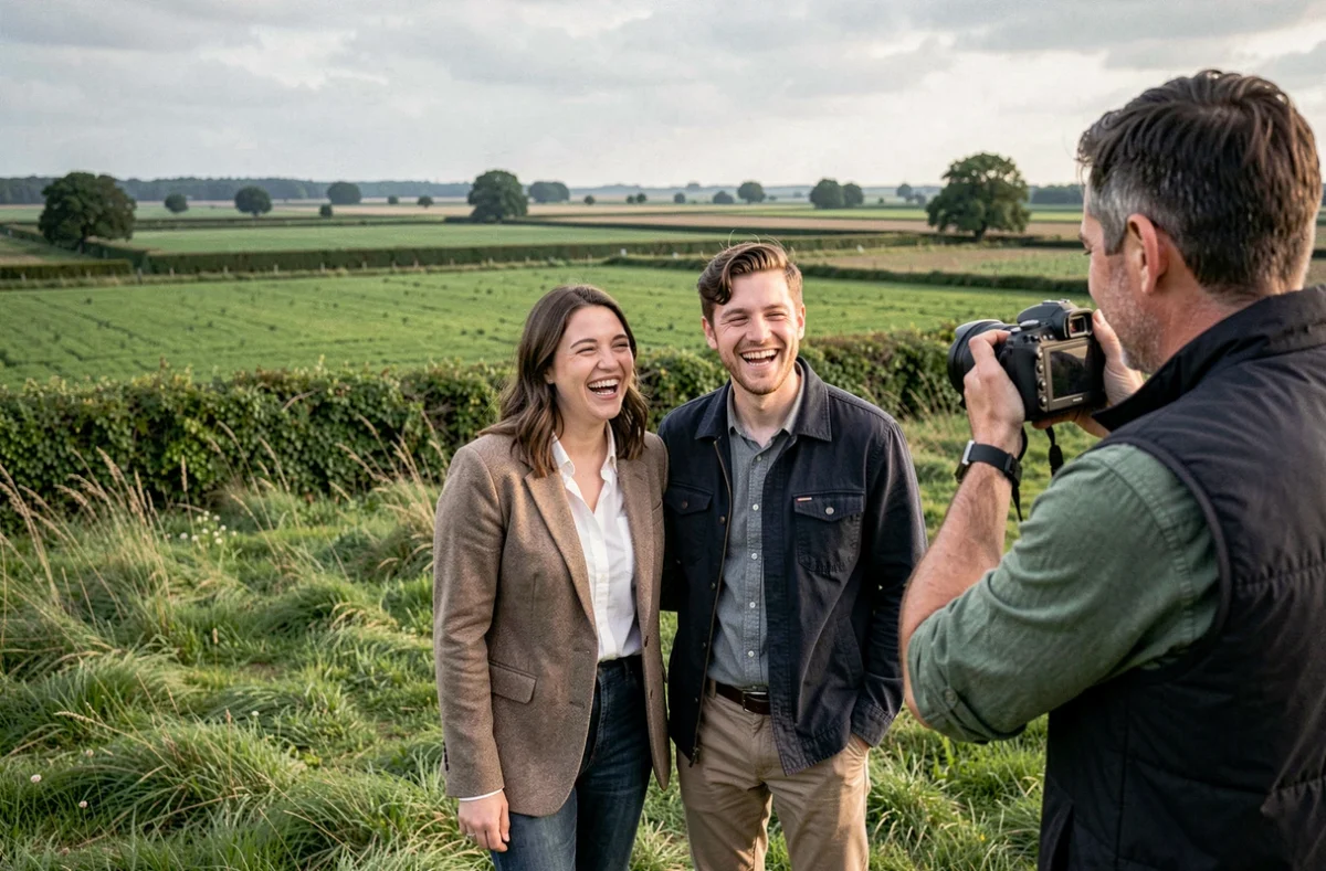 Séance photo de couple en extérieur dans la campagne vendéenne près de Montaigu