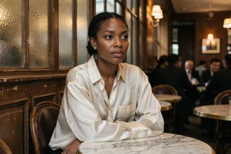 Yseult mystère couple vie privée chanteuse française assise seule dans un café parisien regard introspectif